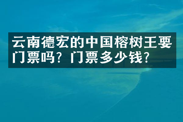云南德宏的中国榕树王要门票吗？门票多少钱？