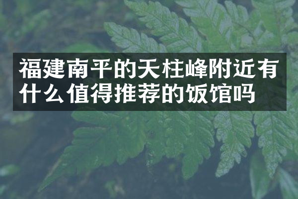福建南平的天柱峰附近有什么值得推荐的饭馆吗