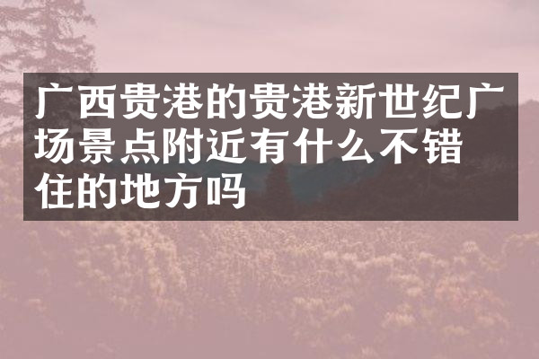 广西贵港的贵港新世纪广场景点附近有什么不错的住的地方吗