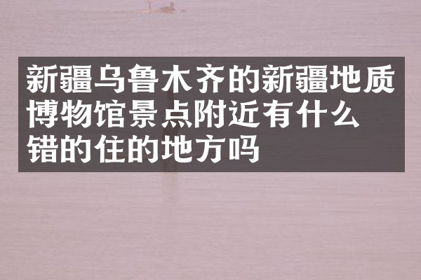 新疆乌鲁木齐的新疆地质博物馆景点附近有什么不错的住的地方吗