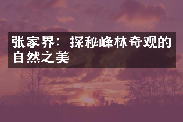 张家界：探秘峰林奇观的自然之美