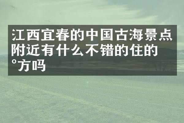 江西宜春的中国古海景点附近有什么不错的住的地方吗
