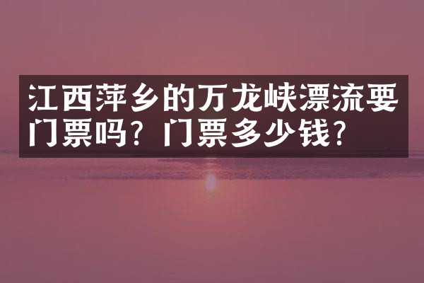 江西萍乡的万龙峡漂流要门票吗？门票多少钱？