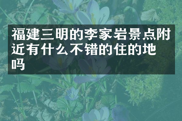 福建三明的李家岩景点附近有什么不错的住的地方吗