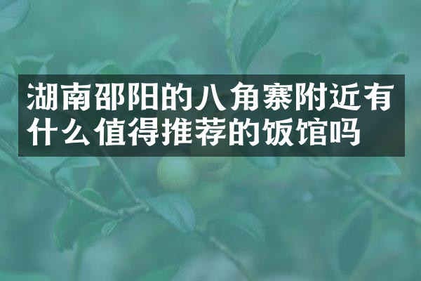 湖南邵阳的八角寨附近有什么值得推荐的饭馆吗