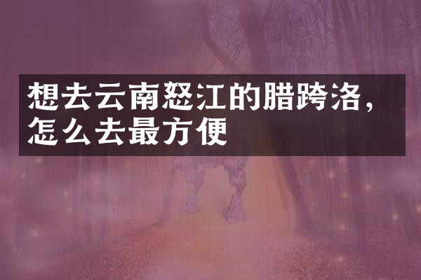 想去云南怒江的腊跨洛，怎么去最方便