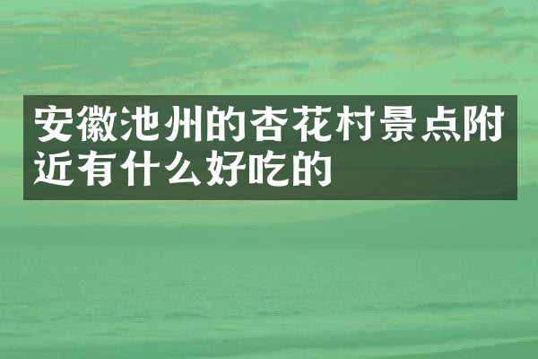 安徽池州的杏花村景点附近有什么好吃的