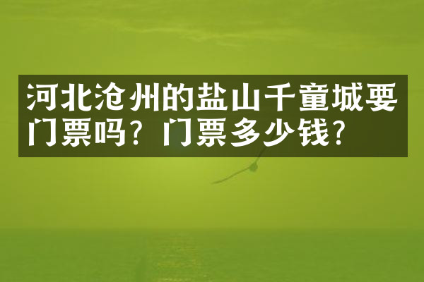 河北沧州的盐山千童城要门票吗？门票多少钱？