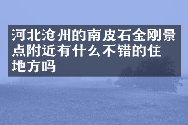 河北沧州的南皮石金刚景点附近有什么不错的住的地方吗
