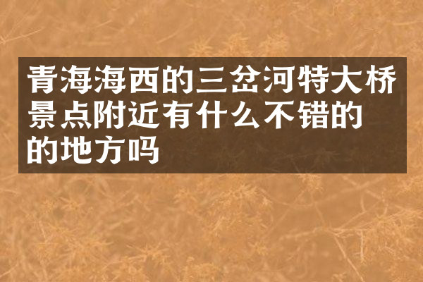 青海海西的三岔河特大桥景点附近有什么不错的住的地方吗