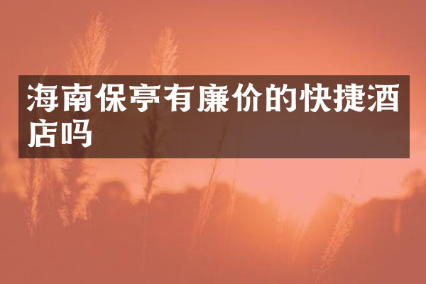 海南保亭有廉价的快捷酒店吗