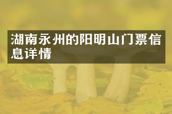 湖南永州的阳明山门票信息详情