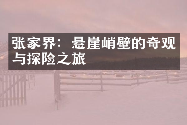 张家界：悬崖峭壁的奇观与探险之旅