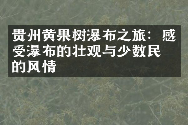 贵州黄果树瀑布之旅：感受瀑布的壮观与少数民族的风情