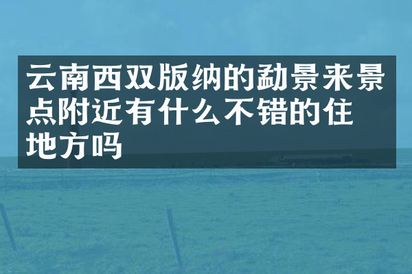 云南西双版纳的勐景来景点附近有什么不错的住的地方吗