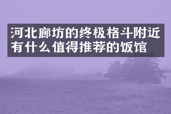 河北廊坊的终极格斗附近有什么值得推荐的饭馆吗