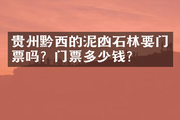 贵州黔西的泥凼石林要门票吗？门票多少钱？