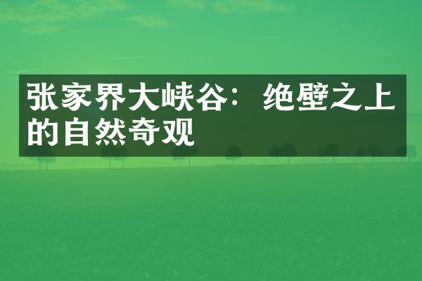 张家界大峡谷：绝壁之上的自然奇观