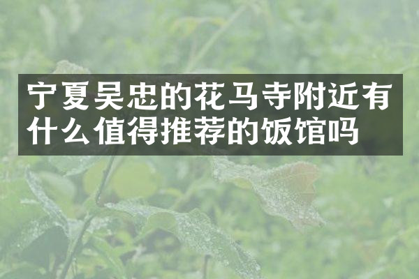宁夏吴忠的花马寺附近有什么值得推荐的饭馆吗
