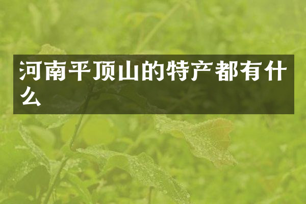 河南平顶山的特产都有什么