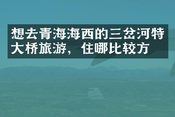 想去青海海西的三岔河特大桥旅游，住哪比较方便