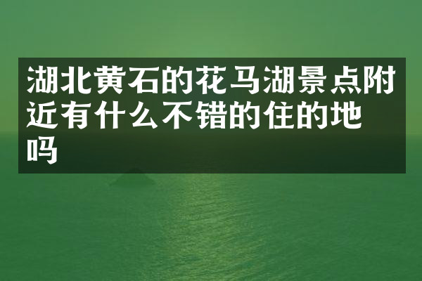 湖北黄石的花马湖景点附近有什么不错的住的地方吗