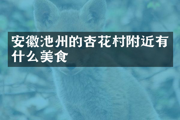 安徽池州的杏花村附近有什么美食