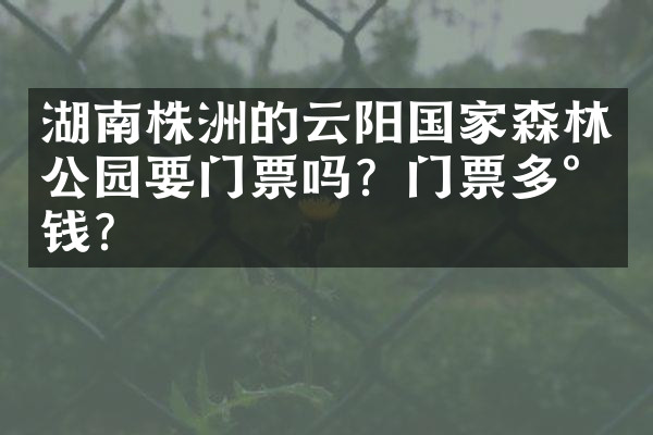 湖南株洲的云阳国家森林公园要门票吗？门票多少钱？
