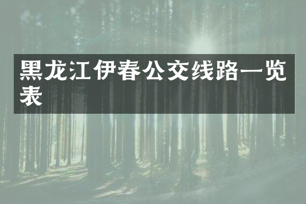 黑龙江伊春公交线路一览表