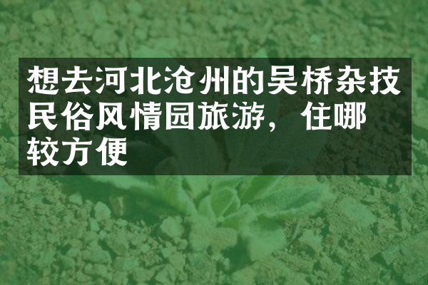想去河北沧州的吴桥杂技民俗风情园旅游，住哪比较方便