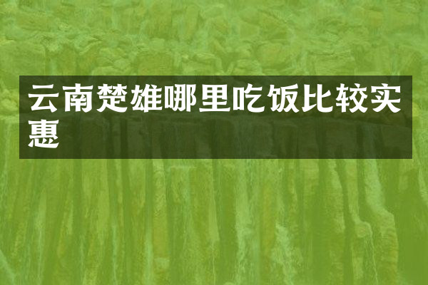 云南楚雄哪里吃饭比较实惠