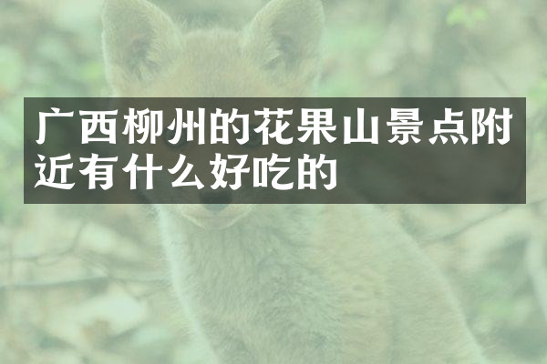 广西柳州的花果山景点附近有什么好吃的
