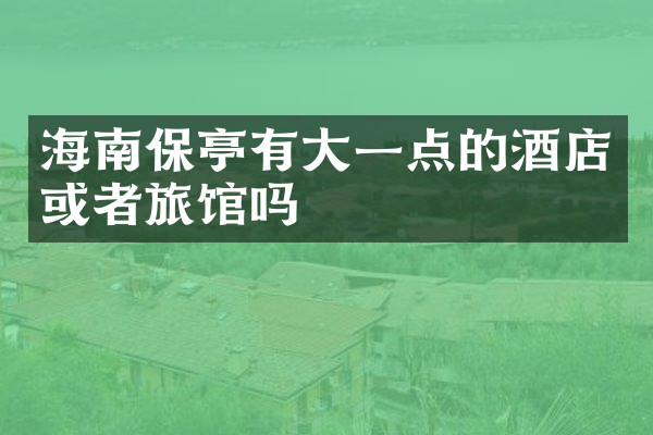 海南保亭有大一点的酒店或者旅馆吗