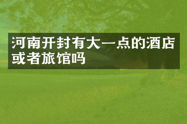 河南开封有大一点的酒店或者旅馆吗