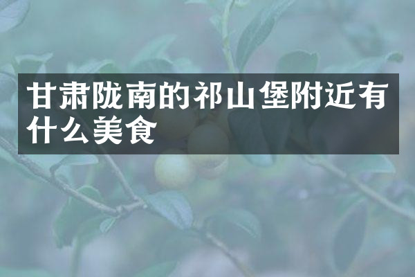 甘肃陇南的祁山堡附近有什么美食