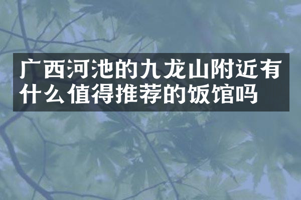 广西河池的九龙山附近有什么值得推荐的饭馆吗