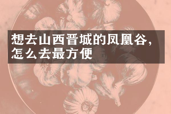 想去山西晋城的凤凰谷，怎么去最方便