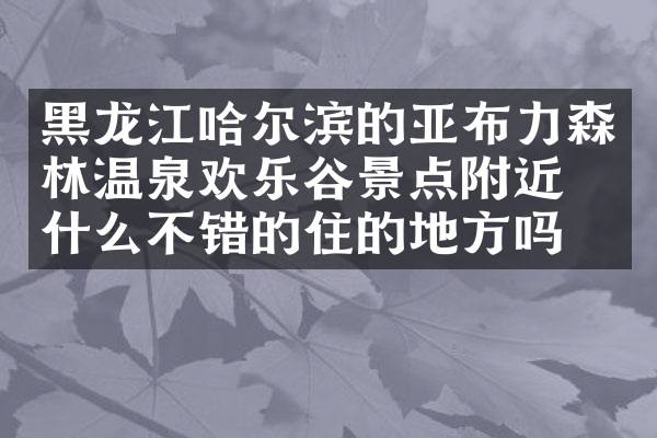 黑龙江哈尔滨的亚布力森林温泉欢乐谷景点附近有什么不错的住的地方吗