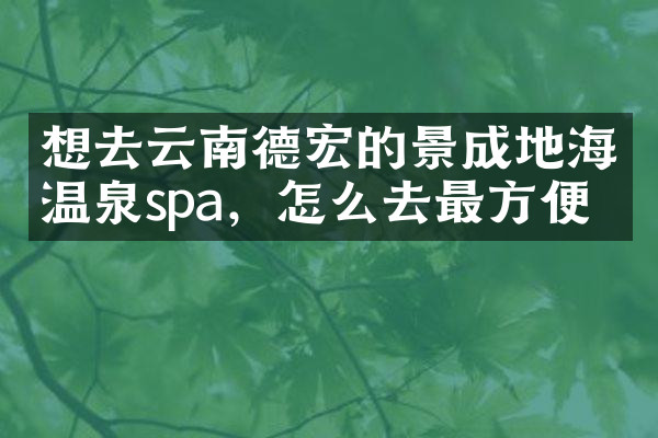 想去云南德宏的景成地海温泉spa，怎么去最方便
