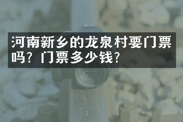 河南新乡的龙泉村要门票吗？门票多少钱？