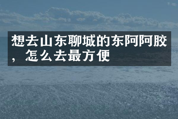 想去山东聊城的东阿阿胶，怎么去最方便