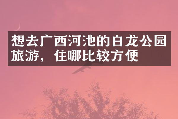 想去广西河池的白龙公园旅游，住哪比较方便