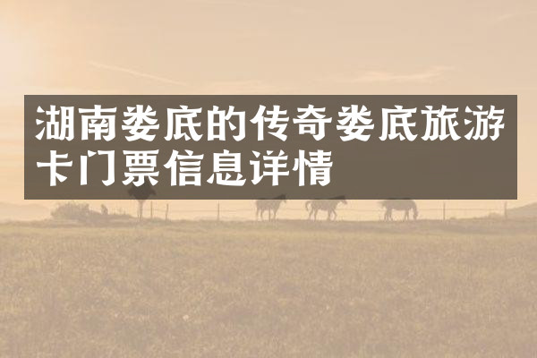 湖南娄底的传奇娄底旅游卡门票信息详情