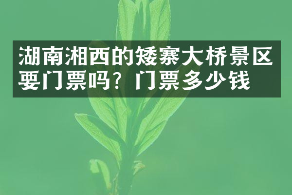 湖南湘西的矮寨大桥景区要门票吗？门票多少钱？