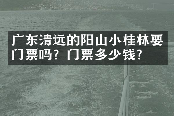 广东清远的阳山小桂林要门票吗？门票多少钱？