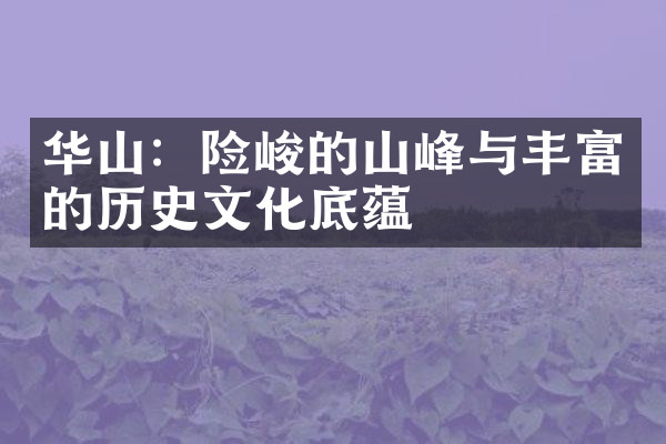 华山：险峻的山峰与丰富的历史文化底蕴