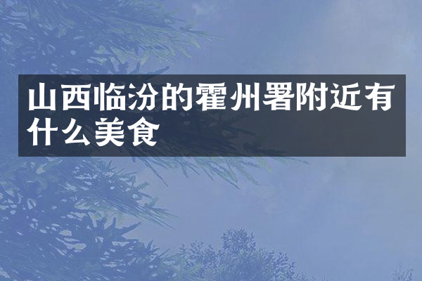 山西临汾的霍州署附近有什么美食