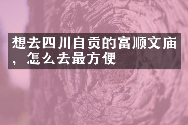 想去四川自贡的富顺文庙，怎么去最方便