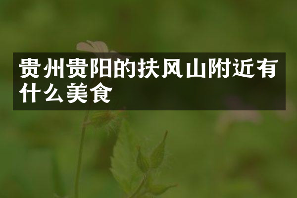 贵州贵阳的扶风山附近有什么美食