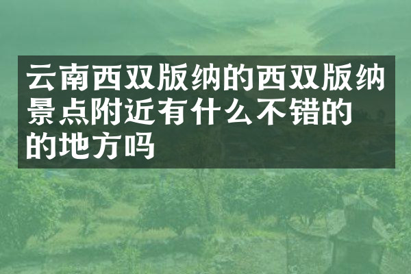 云南西双版纳的西双版纳景点附近有什么不错的住的地方吗